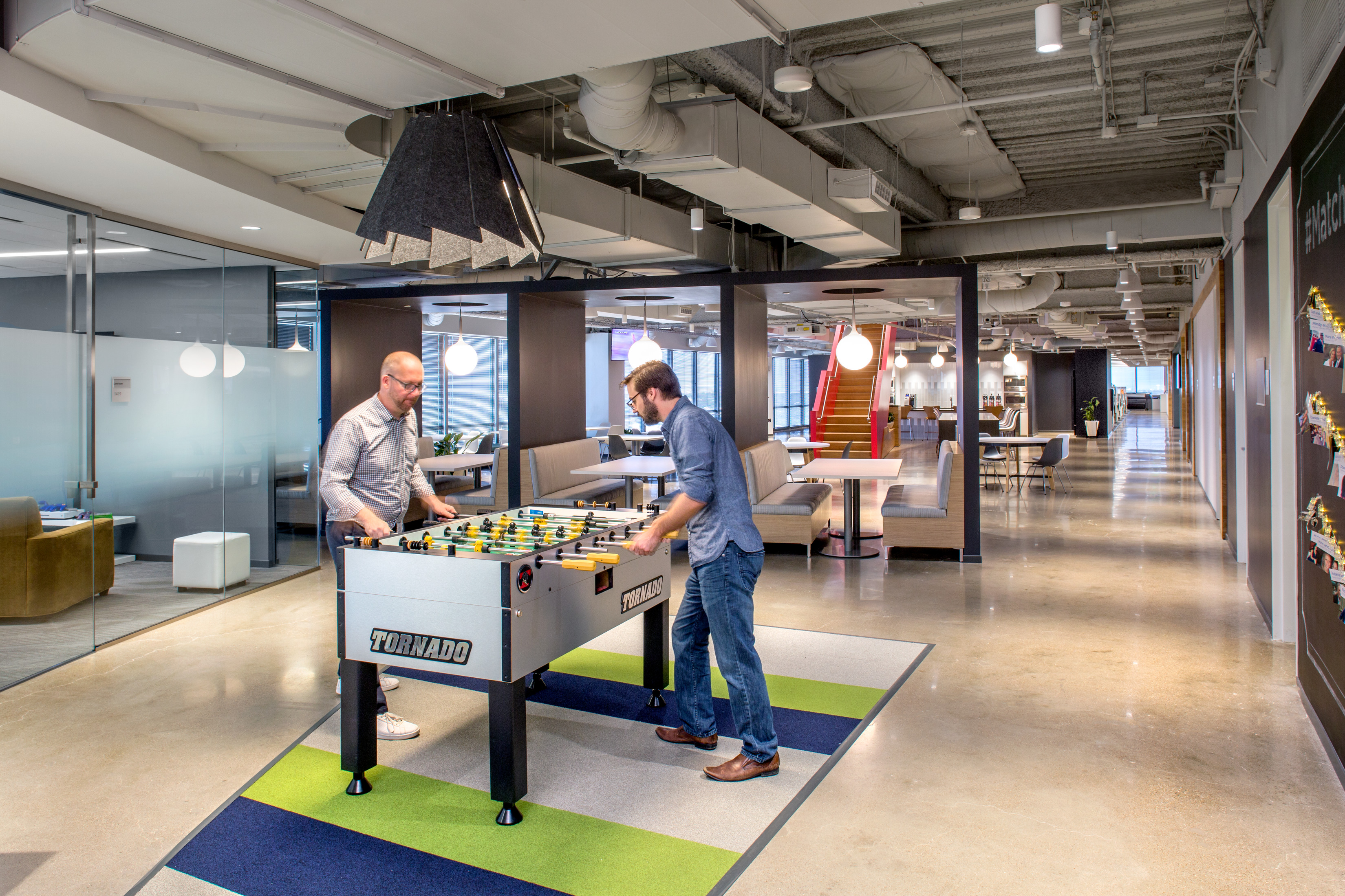 Match.com headquarters in Dallas foosball table open office