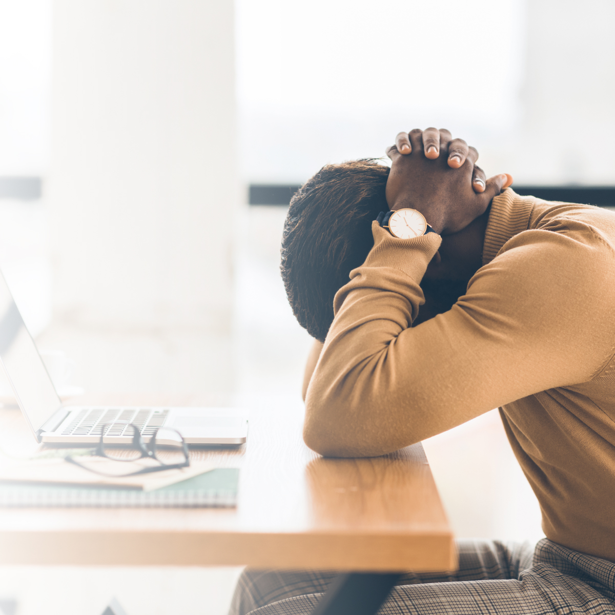 Exhausted manager feeling sad and desperate